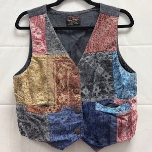 Vintage Sacred Threads Patchwork Boho Vest OSFM Made in India Cotton Textured